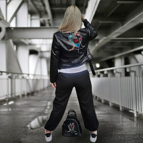 Egyedi kézzel festett  műbőr dzseki 