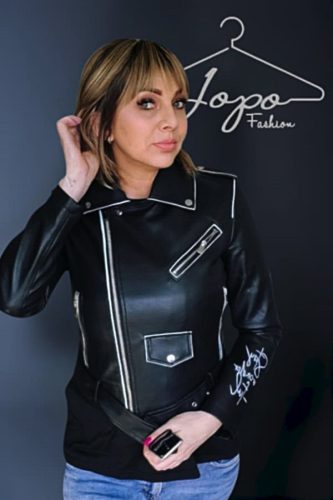 Egyedi kézzel festett  műbőr dzseki 