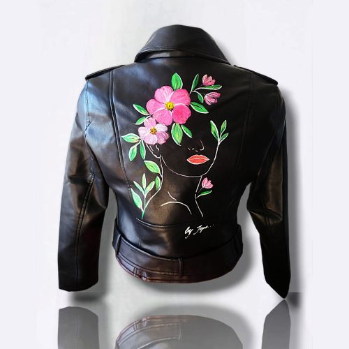 Egyedi kézzel festett műbőr dzseki 