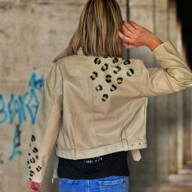 Egyedi kézzel festett  műbőr dzseki 