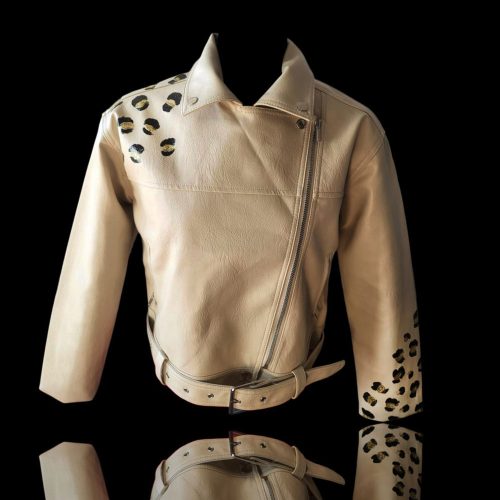 Egyedi kézzel festett  műbőr dzseki 