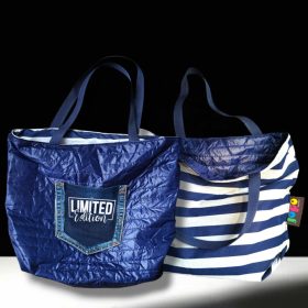 Ki-be fordítható navy/tengerész csíkos  steppelt táska