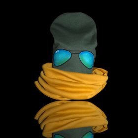 Szemüveges sapi  szett (okker-khaki)